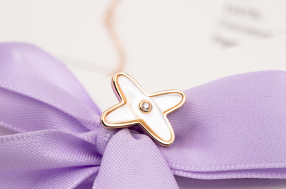 [Gaonasi]JEUX DE WHITE MOP ROSE GOLD DIAMOND EARRINGS