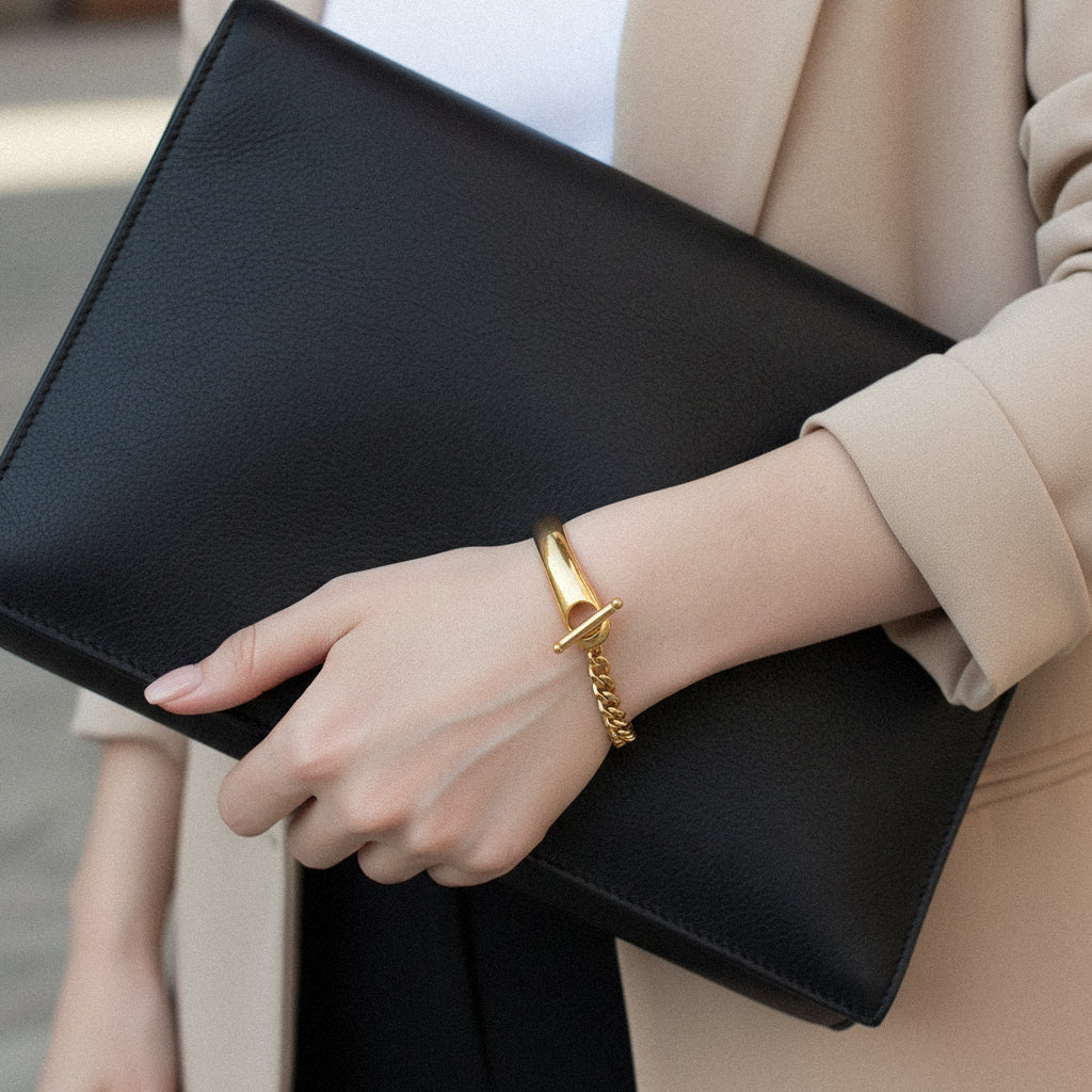 [Gaonasi]Myrna Chained Gold Bangle