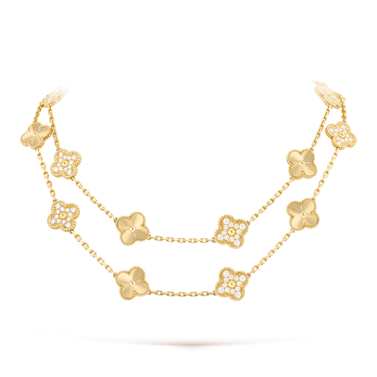 [Gaonasi]CLOVER 20 MOTIFS LASER DIAMOND NECKLACE