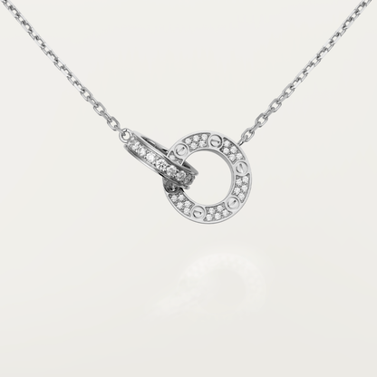 [Gaonasi]LOVE 7.6MM NECKLACE ROSE GOLD AND SILVER  FULL DIAMOND