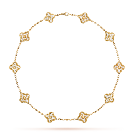 [Gaonasi]CLOVER 10 MOTIFS DIAMOND NECKLACE