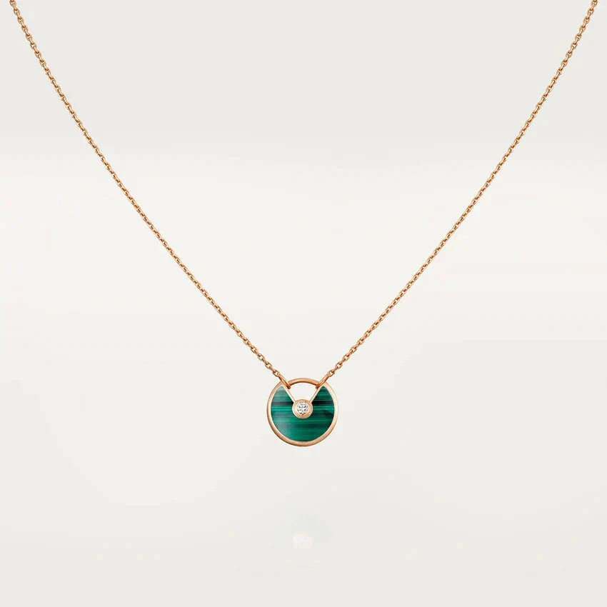 [Gaonasi]AMULETTE ROSE GOLD MALACHITE NECKLACE