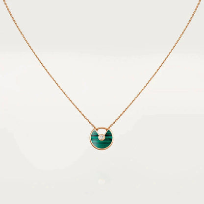 [Gaonasi]AMULETTE ROSE GOLD MALACHITE NECKLACE