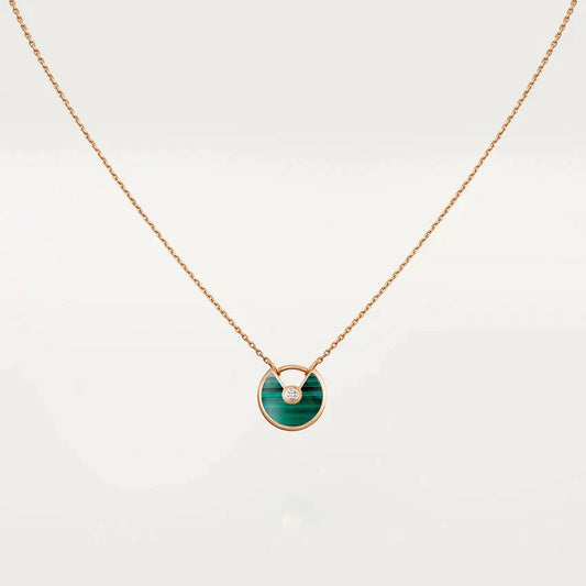 [Gaonasi]AMULETTE ROSE GOLD MALACHITE NECKLACE