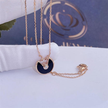 [Gaonasi]AMULETTE ROSE GOLD ONYX NECKLACE
