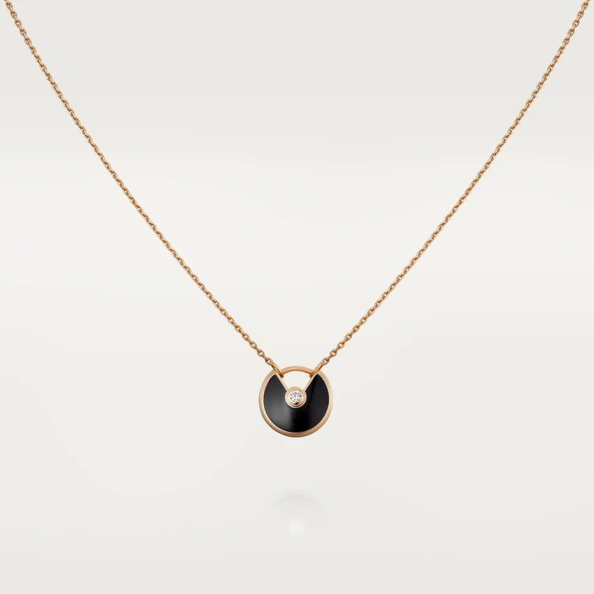 [Gaonasi]AMULETTE ROSE GOLD ONYX NECKLACE