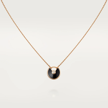 [Gaonasi]AMULETTE ROSE GOLD ONYX NECKLACE
