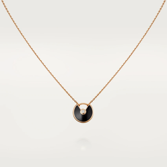 [Gaonasi]AMULETTE ROSE GOLD ONYX NECKLACE