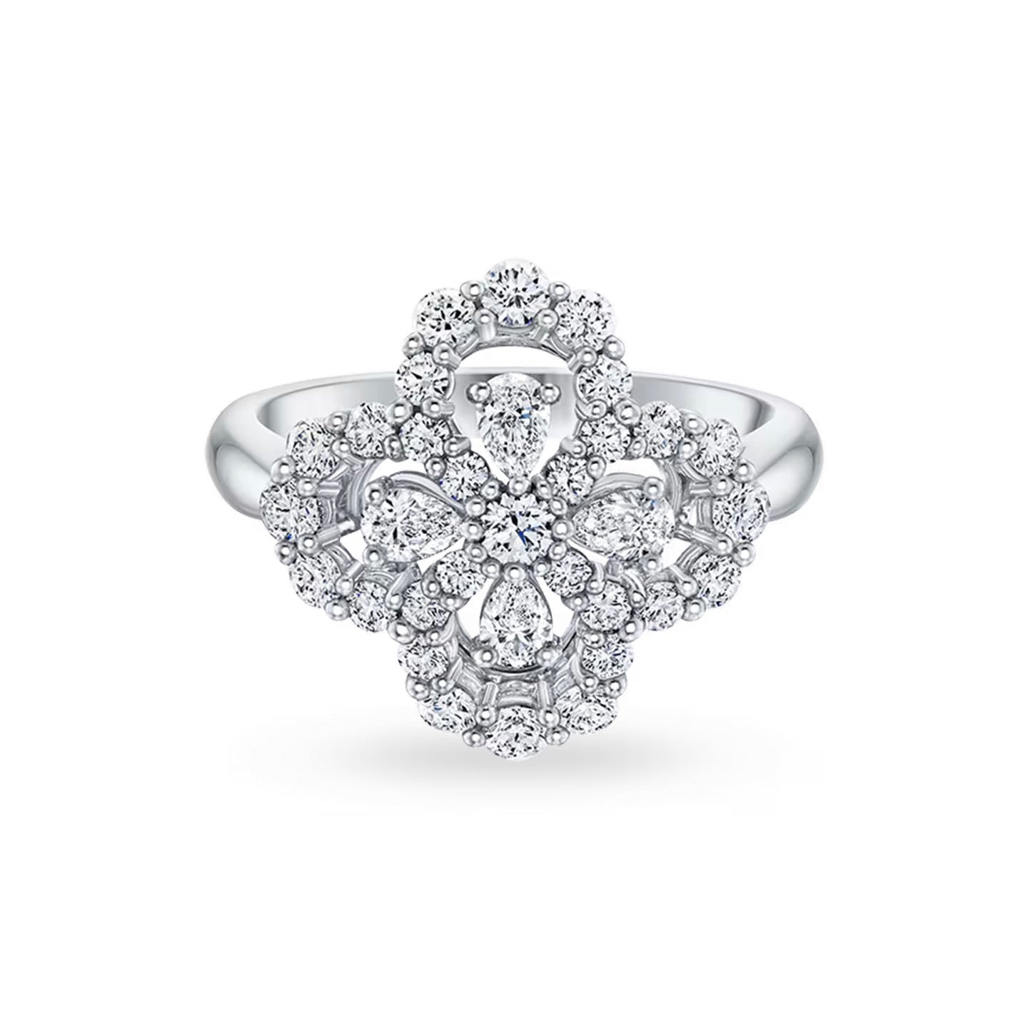 [Gaonasi]LOOP RING FULL MOTIF DIAMOND 16MM SILVE