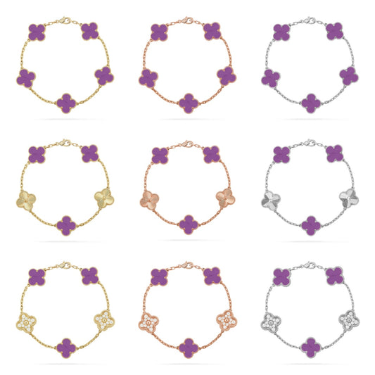 [Gaonasi] CLOVER 5 MOTIF VIOLET BRACELET COLLECTION