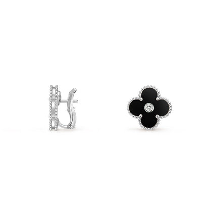 [Gaonasi]CLOVER SILVER 15MM MOP DIAMOND EARRINGS COLLECTION