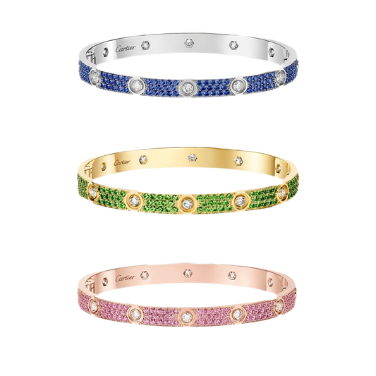 [GAONASI]2026 PAVE GEMSTONE LOVE BRACELET 6.1MM 10 DIAMONDS