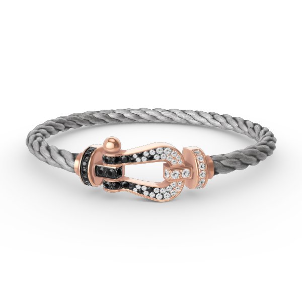 [Gaonasi]FORCE LARGE HORSESHOE BLACK WHITE DIAMOND BRACELET ROSE GOLD