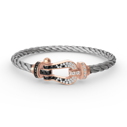 [Gaonasi]FORCE LARGE HORSESHOE BLACK WHITE DIAMOND BRACELET ROSE GOLD