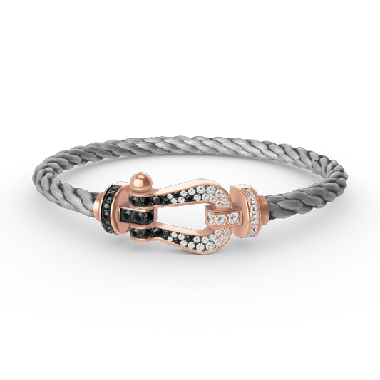 [Gaonasi]FORCE LARGE HORSESHOE BLACK WHITE DIAMOND BRACELET ROSE GOLD