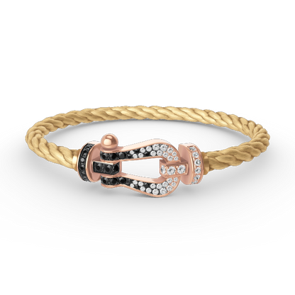 [Gaonasi]FORCE LARGE HORSESHOE BLACK WHITE DIAMOND BRACELET ROSE GOLD