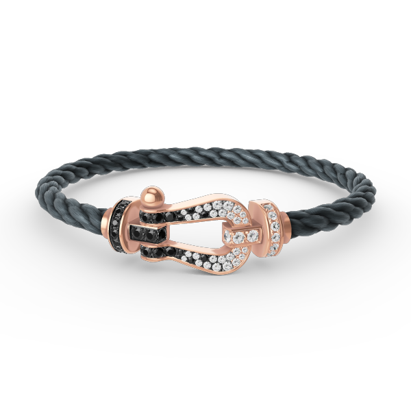 [Gaonasi]FORCE LARGE HORSESHOE BLACK WHITE DIAMOND BRACELET ROSE GOLD