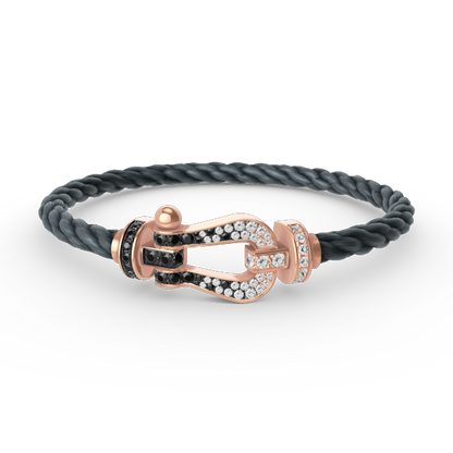 [Gaonasi]FORCE LARGE HORSESHOE BLACK WHITE DIAMOND BRACELET ROSE GOLD