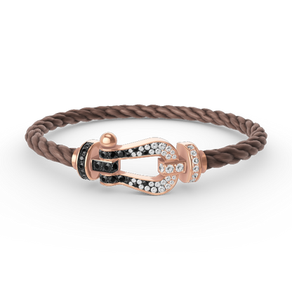 [Gaonasi]FORCE LARGE HORSESHOE BLACK WHITE DIAMOND BRACELET ROSE GOLD