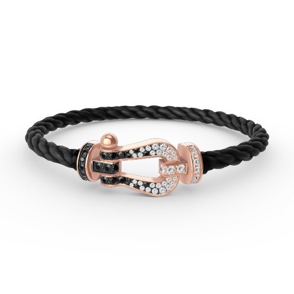 [Gaonasi]FORCE LARGE HORSESHOE BLACK WHITE DIAMOND BRACELET ROSE GOLD