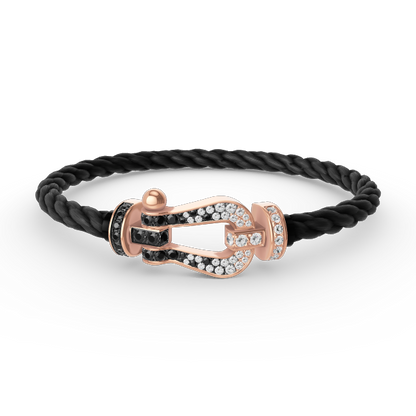 [Gaonasi]FORCE LARGE HORSESHOE BLACK WHITE DIAMOND BRACELET ROSE GOLD