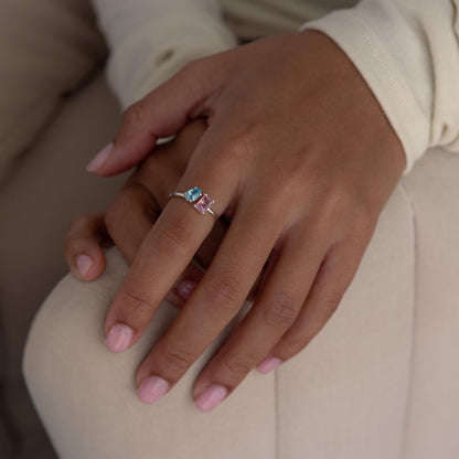 Open Toi et Moi Birthstone Ring