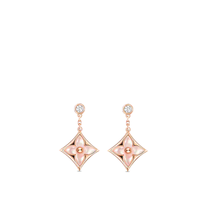[Gaonasi]DOUBLE STAR PINK GOLD MOP DROP EARRINGS