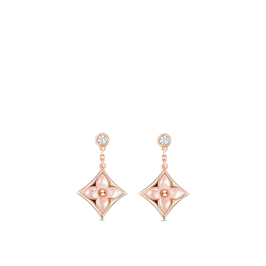 [Gaonasi]DOUBLE STAR PINK GOLD MOP DROP EARRINGS