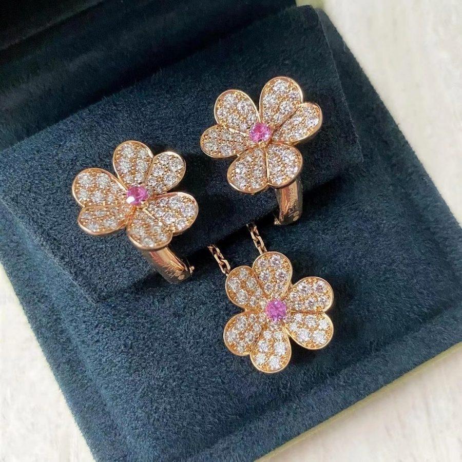 [Gaonasi]FRIVOLE PINK GOLD FLOWER DIAMOND EARRINGS