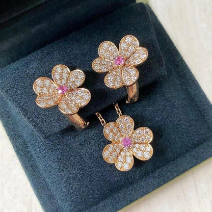 [Gaonasi]FRIVOLE PINK GOLD FLOWER DIAMOND EARRINGS