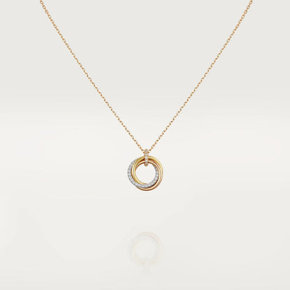 [Gaonasi]TRINITY NECKLACE SILVER GOLD PINK GOLD DIAMONDS