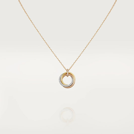 [Gaonasi]TRINITY NECKLACE SILVER GOLD PINK GOLD DIAMONDS