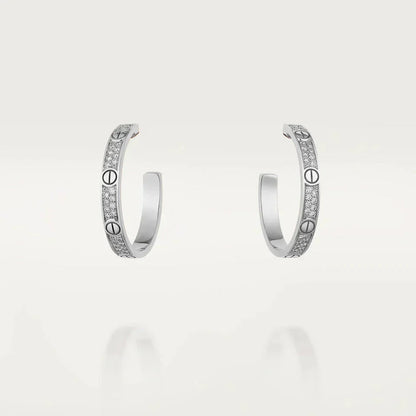 [Gaonasi]LOVE DIAMOND SILVER HOOP EARRINGS