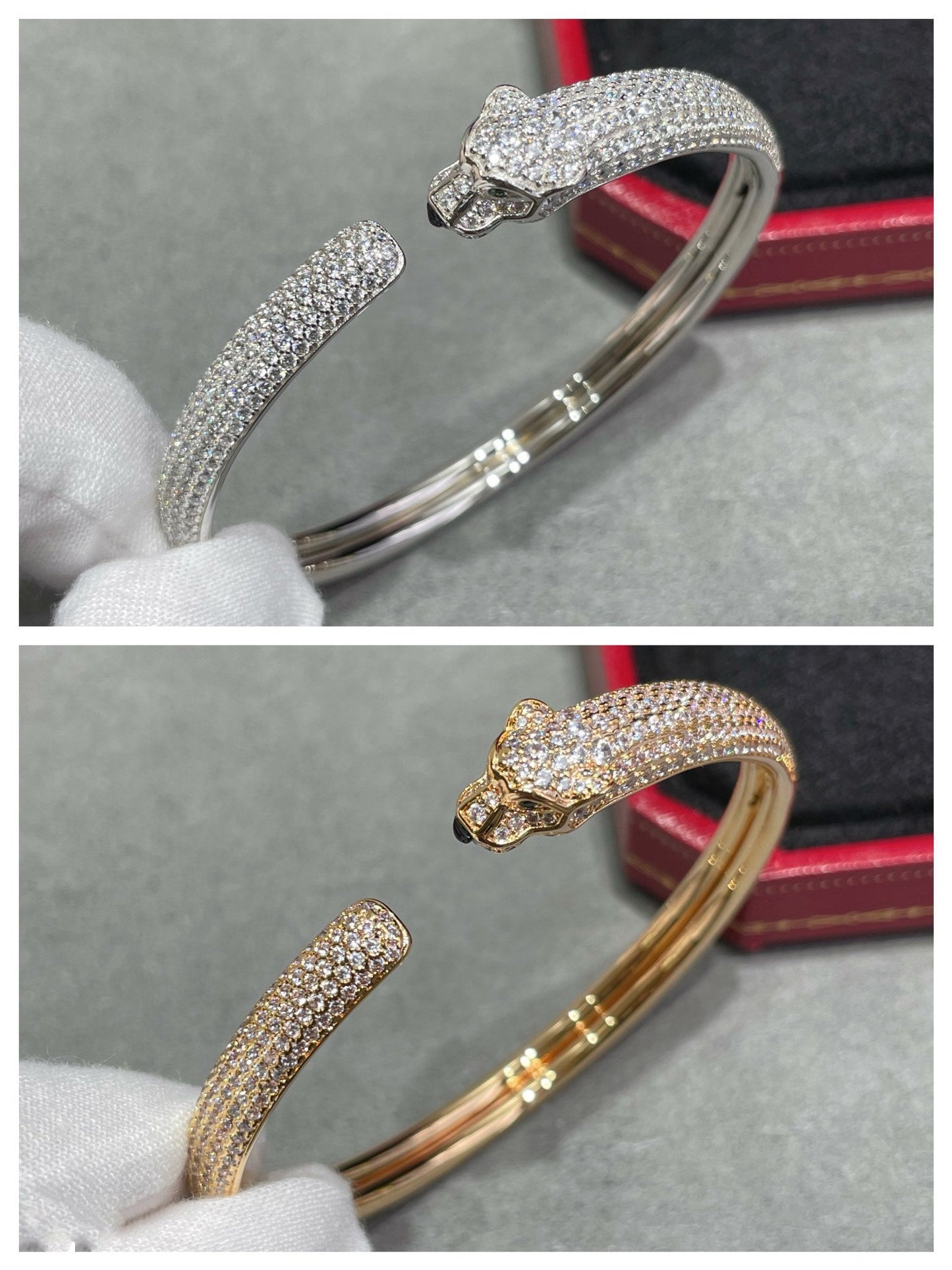 [Gaonasi]PANTHERE FULL DIAMOND OPEN BRACELET