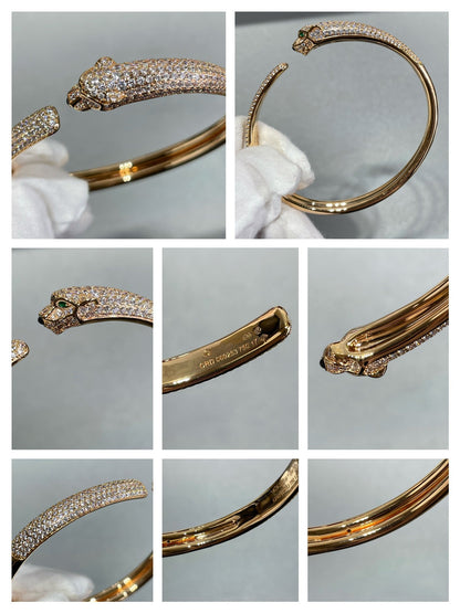 [Gaonasi]PANTHERE FULL DIAMOND OPEN BRACELET