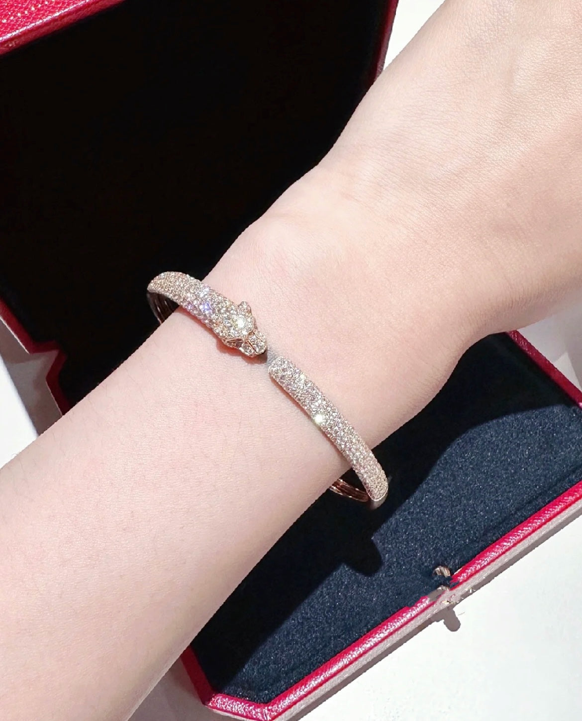 [Gaonasi]PANTHERE FULL DIAMOND OPEN BRACELET