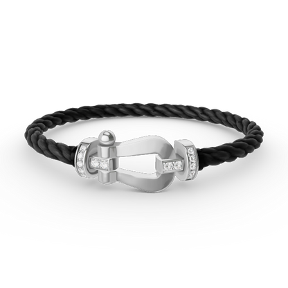 [Gaonasi]FORCE LARGE HORSESHOE HALF DIAMOND BRACELET SILVER