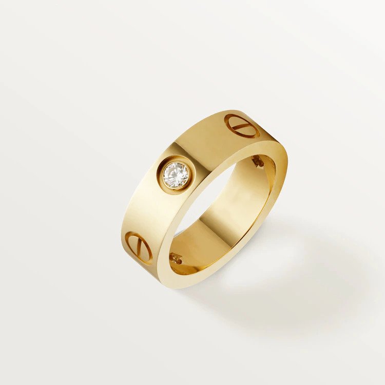 [Gaonasi]LOVE RING 5.5MM 3 DIAMONDS PINK GOLD